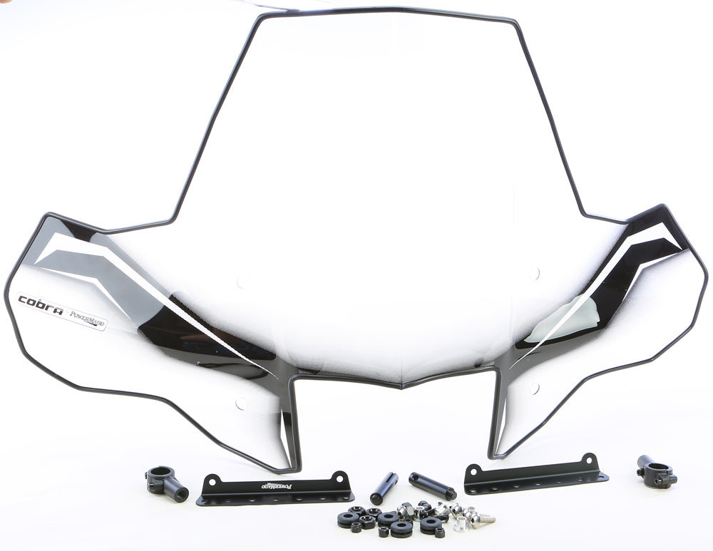Powermadd Cobra ATV windshield with standard mounting, clear windscreen for ATV protection, part number 56-57010
