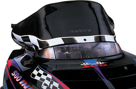 Powermadd Cobra W/S Low Black 12-inch windshield for motorcycles, featuring durable poly evolved design.