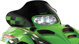 Powermadd Cobra W/S Low Black/Green windshield for ATV, 13.75 inches, ZR3 model, durable black and green design.