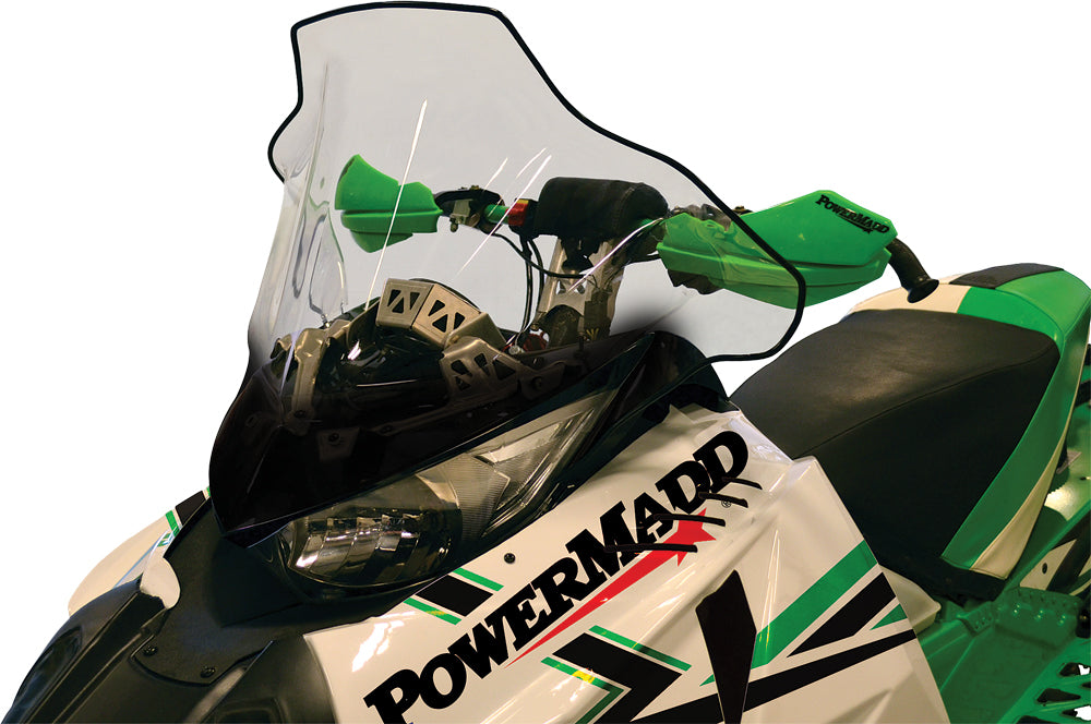 Powermadd Cobra W/S mid-clear and black 17-inch windshield for A/C Procross and Proclimb snowmobiles.