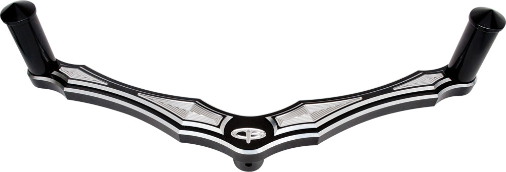 Precision Billet heel and toe shifter levers in darkside black for motorcycle, showcasing sleek metal design and detailed craftsmanship.