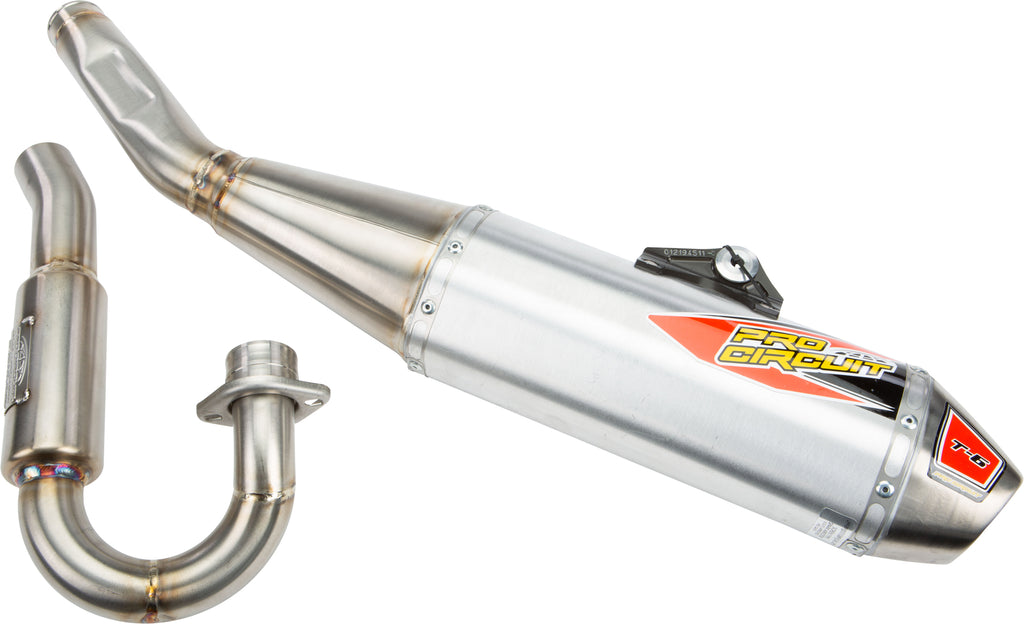 Pro Circuit T-6 stainless exhaust system with S/A for Kawasaki KX450 motorcycle, featuring polished finish and durable construction.