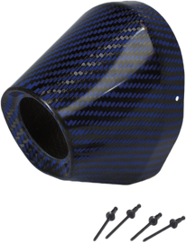 Blue Pro Circuit Carbon End Cap for 1 3/4-inch I.D. motorcycle exhaust system, designed for durability and performance.