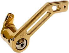 Load image into Gallery viewer, Pro-One Performance T-Rex Shorty Brake Arm in gold for 2014-2022 Touring motorcycle, part of foot controls.