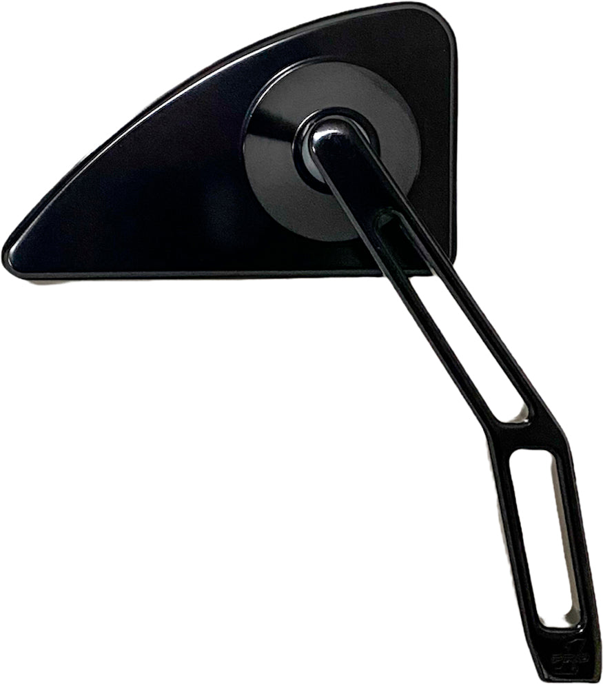 Pro-One Performance Mini TD V2 right cut stem mirror in black, motorcycle mirror with sleek design and durable finish