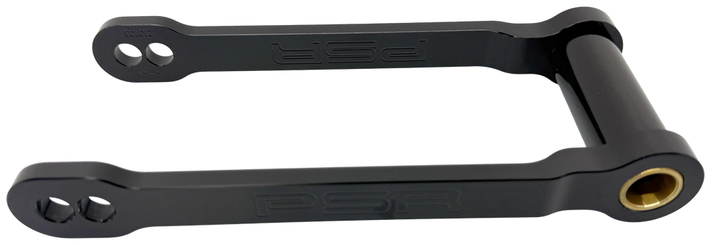 Black PSR suspension lowering link with 2.5/4.5 inch drop for Suzuki vehicles, designed to improve ride height and handling.