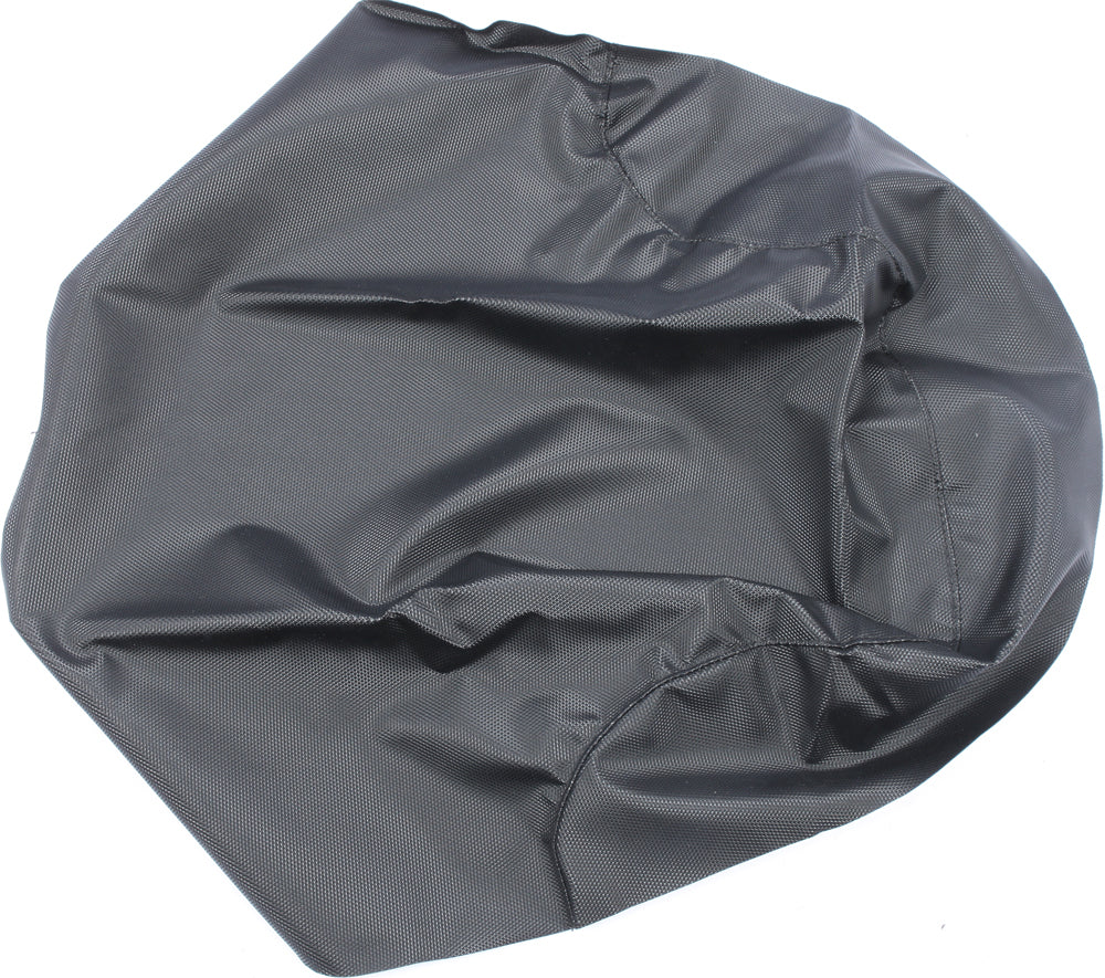 QuadWorks black seat cover with gripper detail, designed for a secure fit on motorcycle or bike seats.