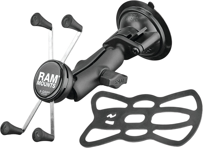 Ram X-Grip Complete Kit suction mount holding a large phone or phablet, designed for secure attachment and easy viewing.