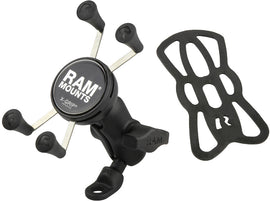 Ram X-Grip phone mount with 9mm angled bolt head adapter, featuring adjustable grip and durable accessory design.