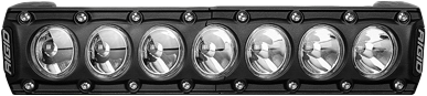Rigid Industries Revolve 10-inch light bar with white backlight, showcasing durable LED design for off-road and vehicle lighting.