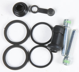 Shindy front brake caliper kit 17-08803 showing the metal caliper with mounting hardware and brake pads attached.