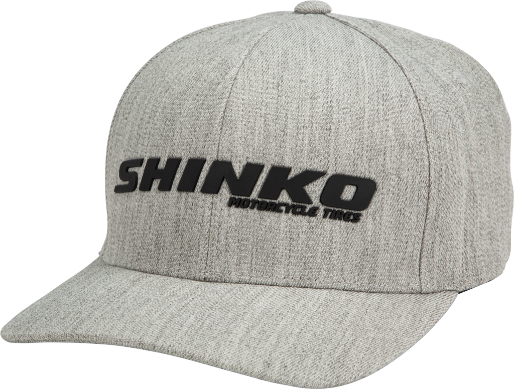 Shinko Flexfit grey hat in small/medium size with curved brim and embroidered logo, casual headwear for everyday wear.