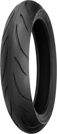 Shinko 011 Verge front motorcycle tire 120/60ZR17 with 55W load and speed rating, shown on a wheel.