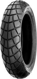 Shinko 428 Series 130/70-12 bias tire for front or rear motorcycle, black rubber with tread pattern and sidewall markings