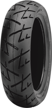 Load image into Gallery viewer, Shinko SR009 Raven front motorcycle tire 110/70-12 with 47J load index and tubeless design, displayed on a motorcycle wheel.