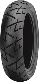 Shinko SR009 Raven front motorcycle tire 110/70-12 with 47J load index and tubeless design, displayed on a motorcycle wheel.