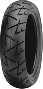 Shinko SR009 Raven front motorcycle tire 110/70-12 with 47J load index and tubeless design, displayed on a motorcycle wheel.