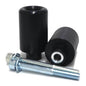 Black Shogun Industries frame sliders for motorcycle body protection, designed to absorb impact and prevent damage.