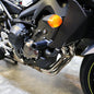 Black Shogun Industries frame sliders for Yamaha YZ bike, designed to protect the body and frame during falls.
