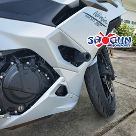 Shogun Industries black frame sliders for Kawasaki Kaw 71-1772 motorcycle, body protection with no-cut design.