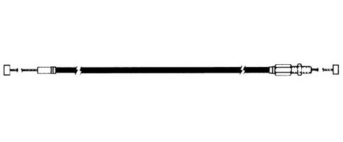 SP1 throttle cable for A/C systems, hydraulic control line with metal fittings, designed for precise throttle operation.