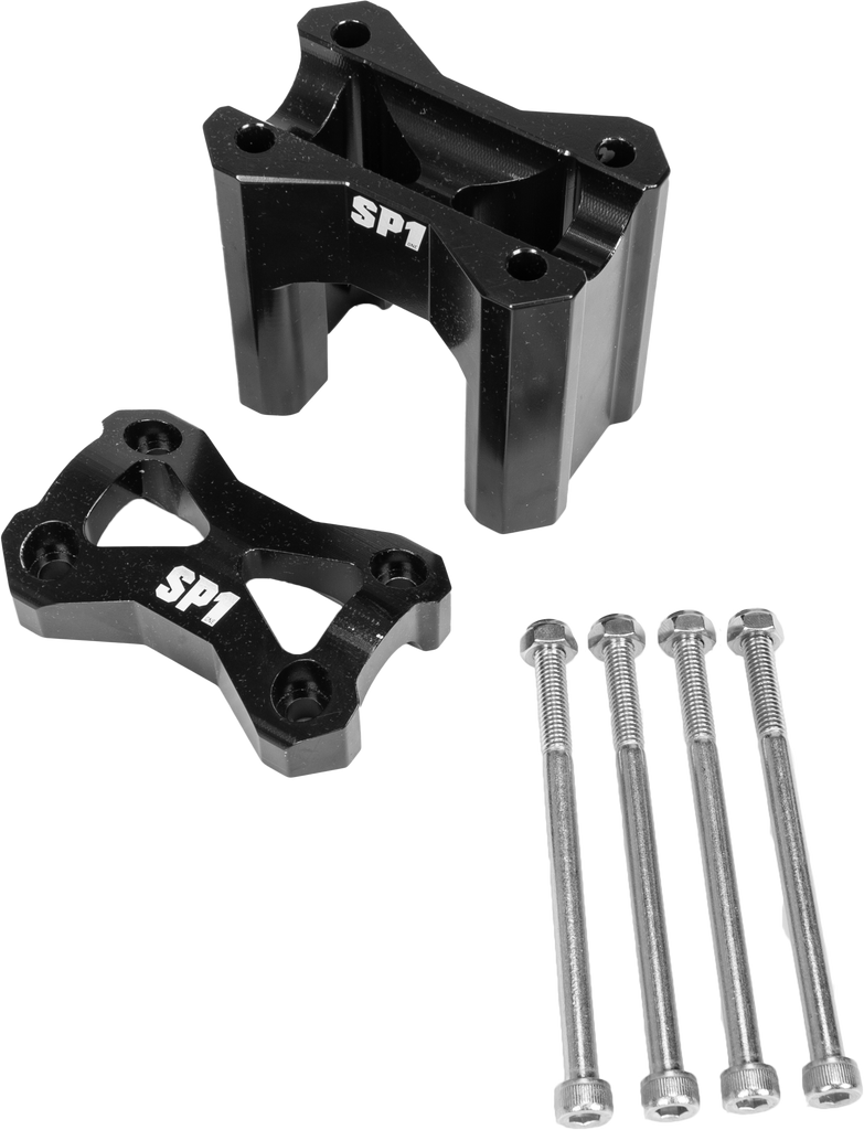 SP1 2-inch Tech Riser with 7/8-inch hand control bar, black metal construction, designed for motorbike handlebar setup.