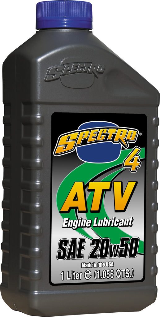 Spectro Premium ATV/UTV Snow Oil 4T 20W50 1L container, automotive engine oil for off-road vehicles and snow machinery.