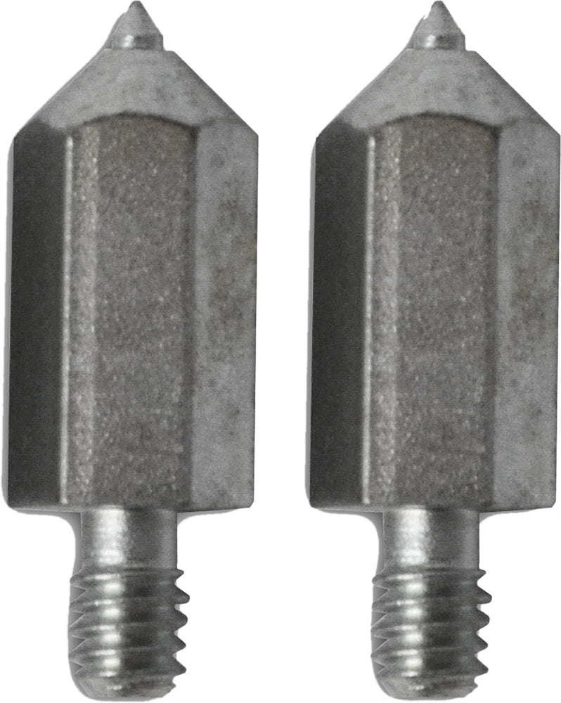 Pair of Straightline Performance ice scratchers with carbide tips, designed for snowmobiles to prevent track ice buildup.
