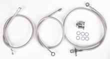 Load image into Gallery viewer, Streamline brake line for front 3-line HON Standard+2 motorcycle, showing metal fittings and flexible hoses.