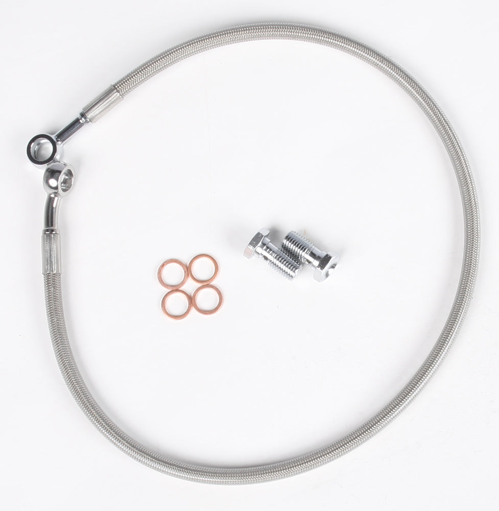 Streamline rear brake line for Honda Std, showing the flexible metal brake hose with fittings and protective coating.