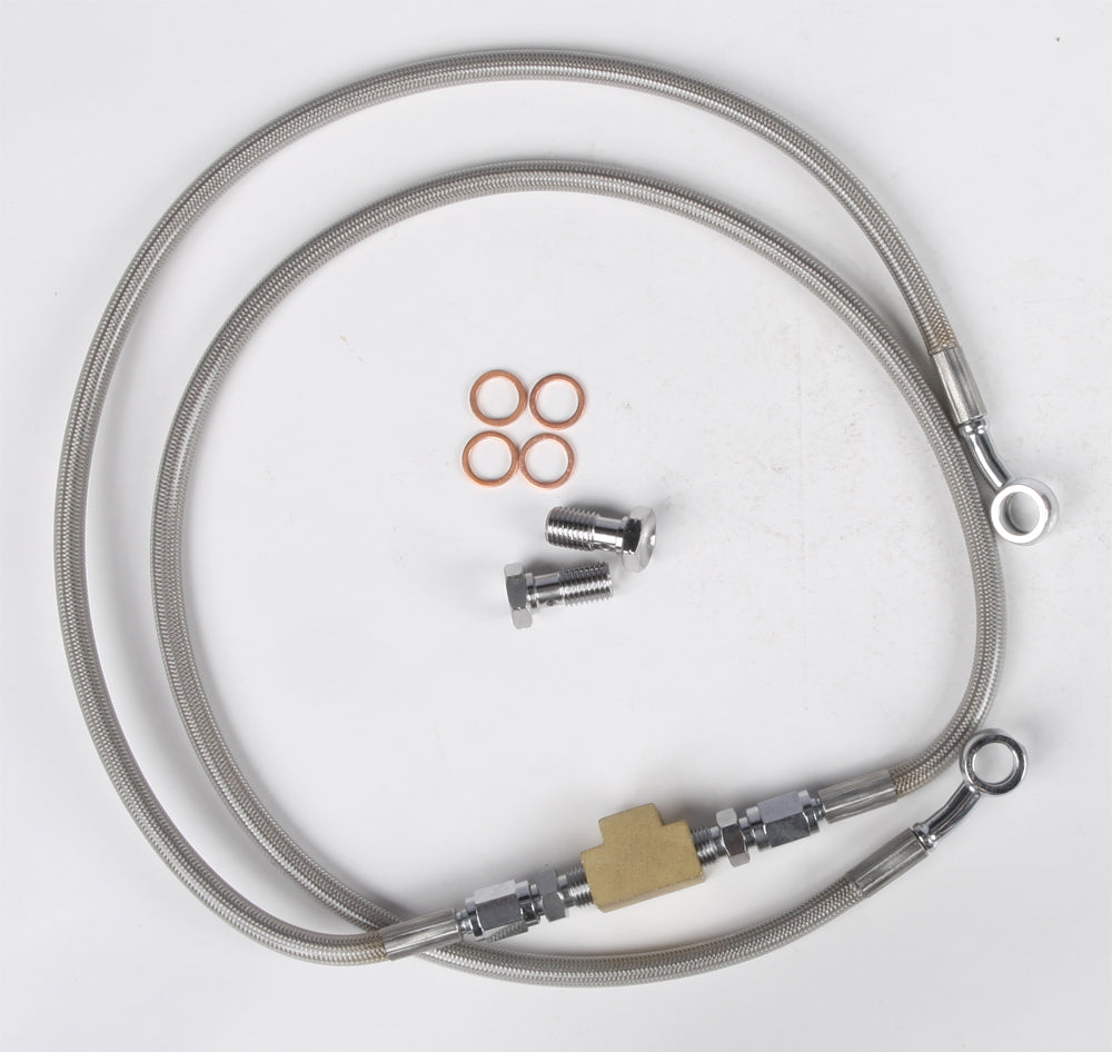 Streamline rear brake line for Yamaha 170-1333, showcasing the durable brake hose with fittings for motorcycle braking system.