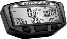 Load image into Gallery viewer, Trail Tech Striker Kit with speed, volt, and temperature gauges, featuring digital display and installation components.