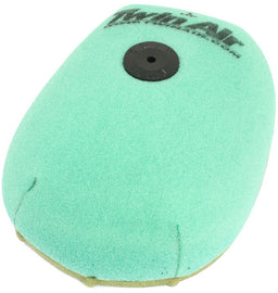 Twin Air pre-oiled air filter 715-0224X showing the clean, foam filter with pre-oiled surface for dirt filtration.