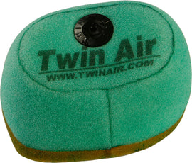 Twin Air pre-oiled air filter for motorcycles, showing the clean, foam filter element designed for high airflow and filtration efficiency.