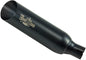 VooDoo Shorty Slip-On Exhaust in black mounted on motorcycle, showcasing sleek design and compact size.