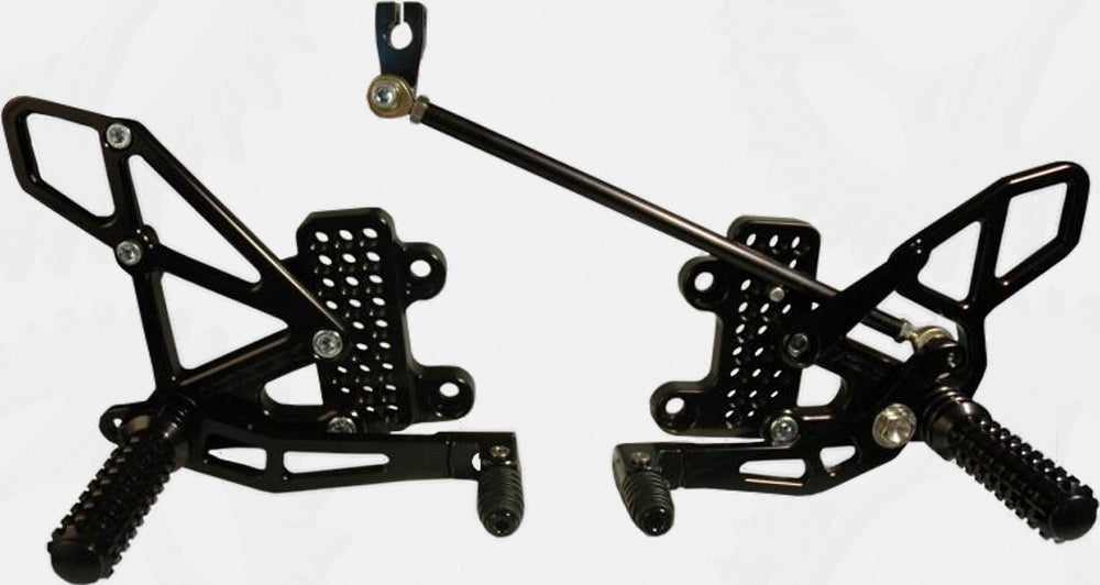 VORTEX rear set complete black motorcycle foot controls with 3-RS265K model number, showcasing foot pegs and control levers.