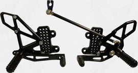 VORTEX rear set complete black motorcycle foot controls with 3-RS265K model number, showcasing foot pegs and control levers.