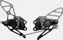 Load image into Gallery viewer, VORTEX rear set foot controls in black for Kawasaki, complete 3-RS405K motorcycle foot controls with adjustable levers.