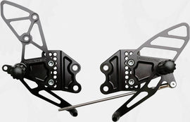 VORTEX rear set foot controls in black for Kawasaki, complete 3-RS405K motorcycle foot controls with adjustable levers.