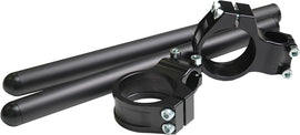 VORTEX Clip-Ons Handlebars in black, 41mm diameter, 7-degree angle for Honda, Kawasaki, Suzuki, Yamaha motorcycles.