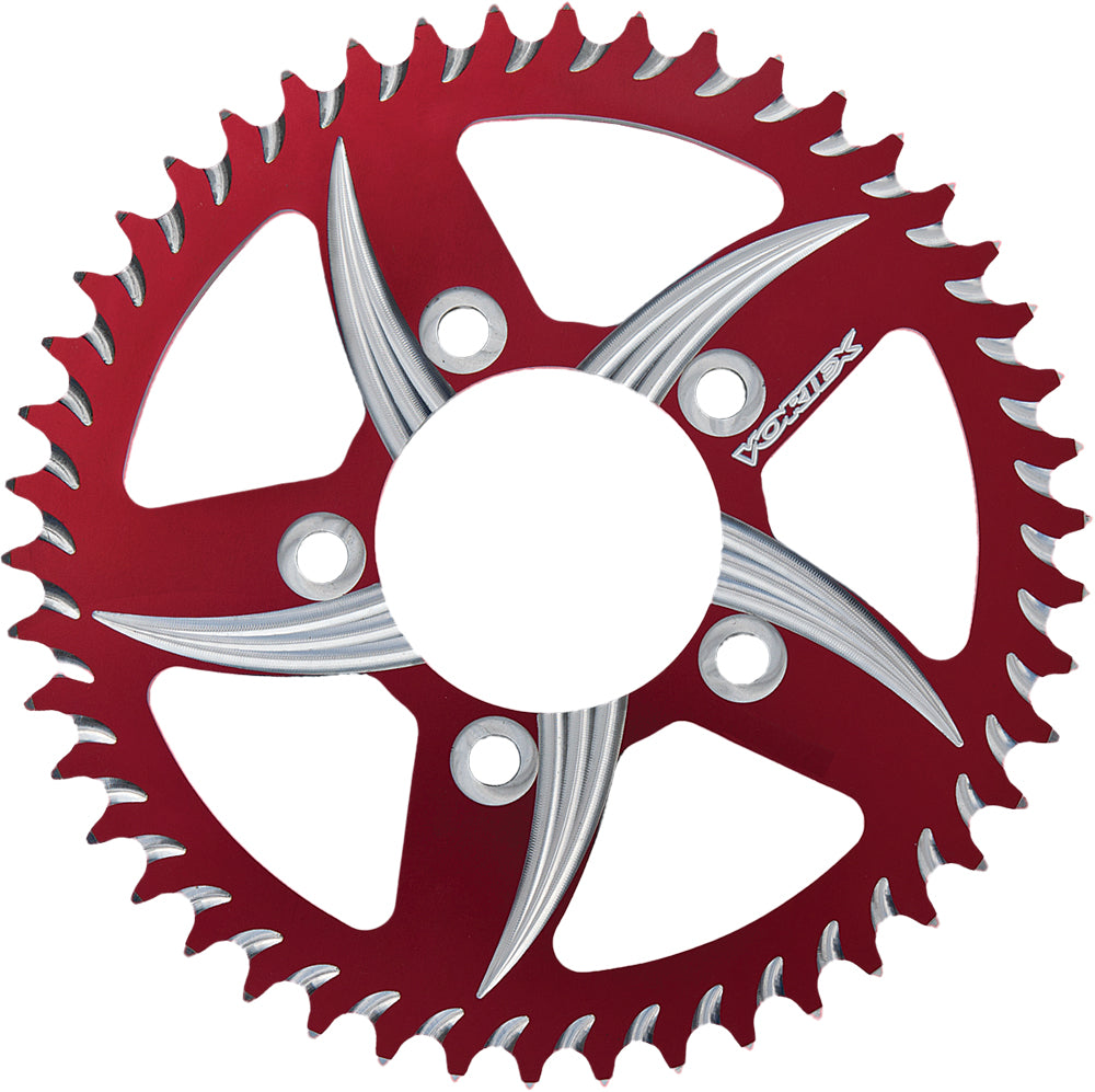 VORTEX Rear Cat5 Sprocket Aluminum 42-tooth red bike sprocket for Suz/Tri bikes, showing the sprocket's red finish and gear teeth.
