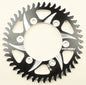 VORTEX rear aluminum 45-tooth Cat5 sprocket for Kaw, Suz, Yam motorcycles, black 530 size with sprocket teeth.