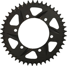 Load image into Gallery viewer, VORTEX Rear F5 Aluminum 43-tooth sprocket for 525 chains, black color, lightweight bike sprocket with gear teeth visible.