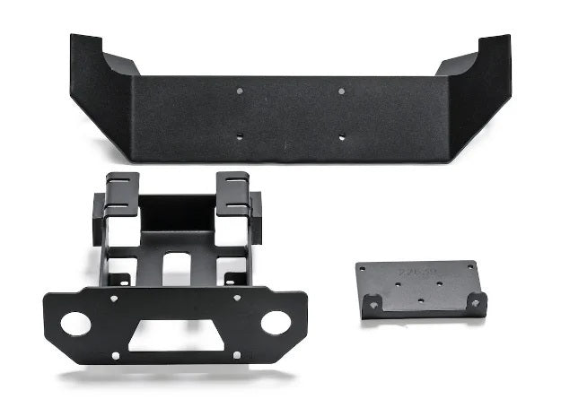 Warn front bumper winch mount bracket, compatible with Warn winches, designed for off-road vehicle front bumpers.