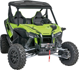 Warn front bumper winch mount bracket HON 619-104300 installed on a vehicle for secure winch attachment.