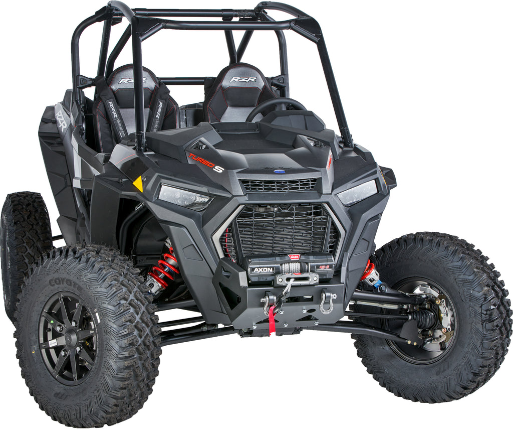Warn front bumper winch mount bracket POL 619-103420 installed on vehicle bumper for secure winch attachment.