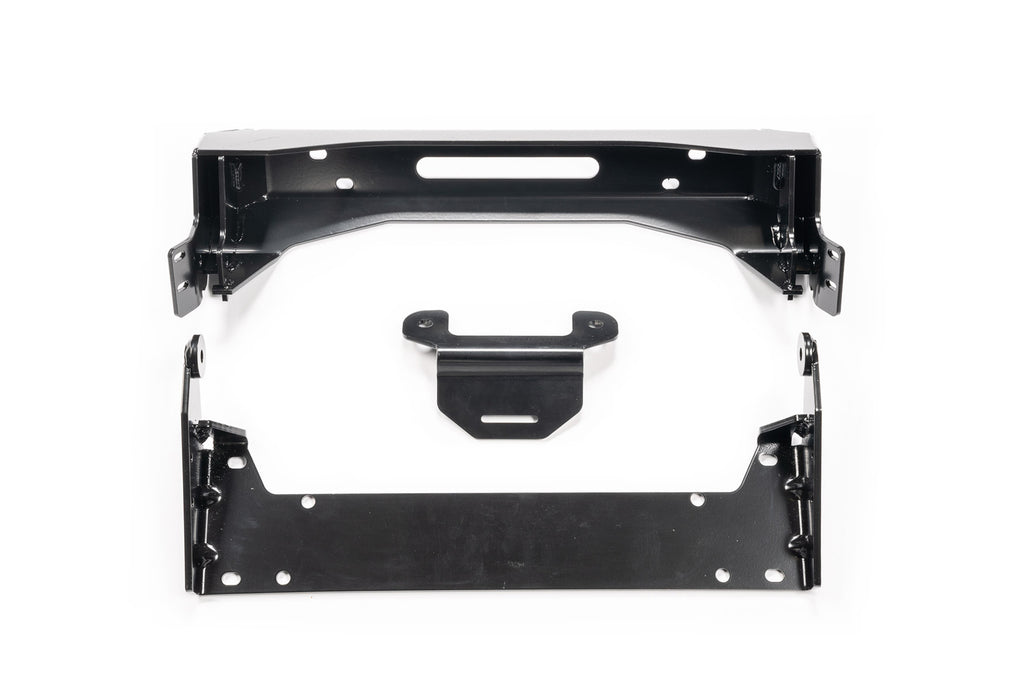 Warn Provantage front plow mounting kit with brackets, designed for secure attachment to compatible trucks or vehicles.