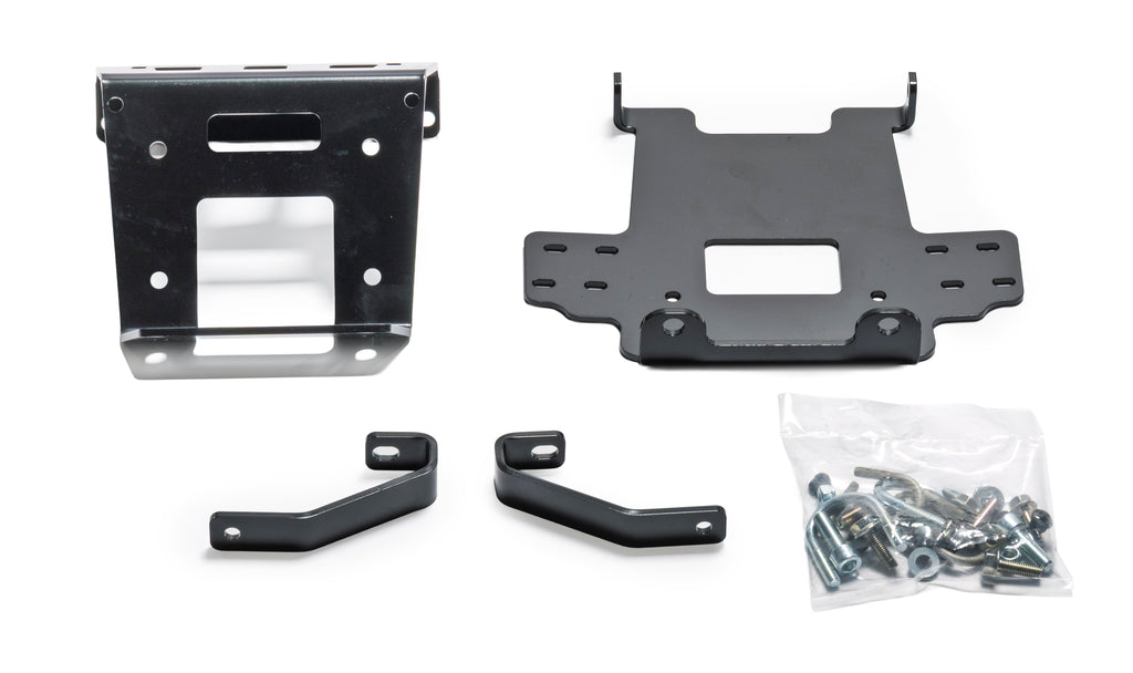 Warn Honda Fourtrax Rubicon winch mount kit bracket, sturdy black mounting hardware for off-road utility vehicle.