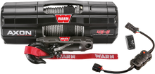 Charger l'image dans la galerie, Warn Axon 45-S winch with plow mode, rugged off-road recovery equipment, featuring durable construction and advanced control features.