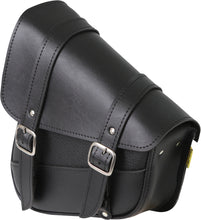 Load image into Gallery viewer, Willie &amp; Max Syn Leather Swingarm Bag in black, 10.5 x 11.5 x 4.5 inches, designed for motorcycle luggage storage.